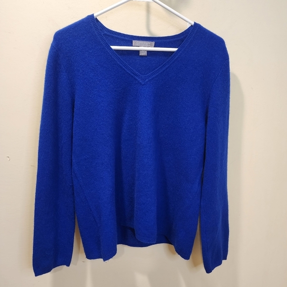 CASHMERE by Charter Club Royal Blue Pullover Women's V Neck Sweater size M - Picture 2 of 8